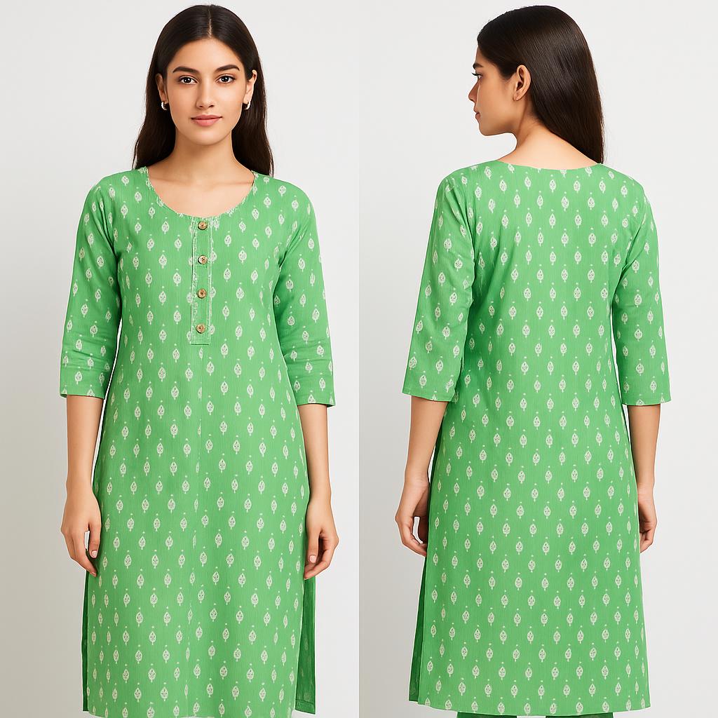 ✨ Green Printed Long Kurti ✨