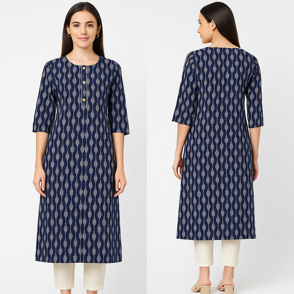 ✨ Navy Blue Printed Kurti ✨