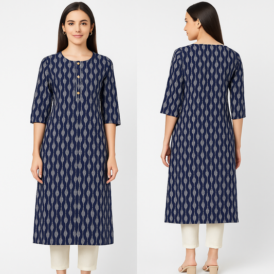 ✨ Navy Blue Printed Kurti ✨