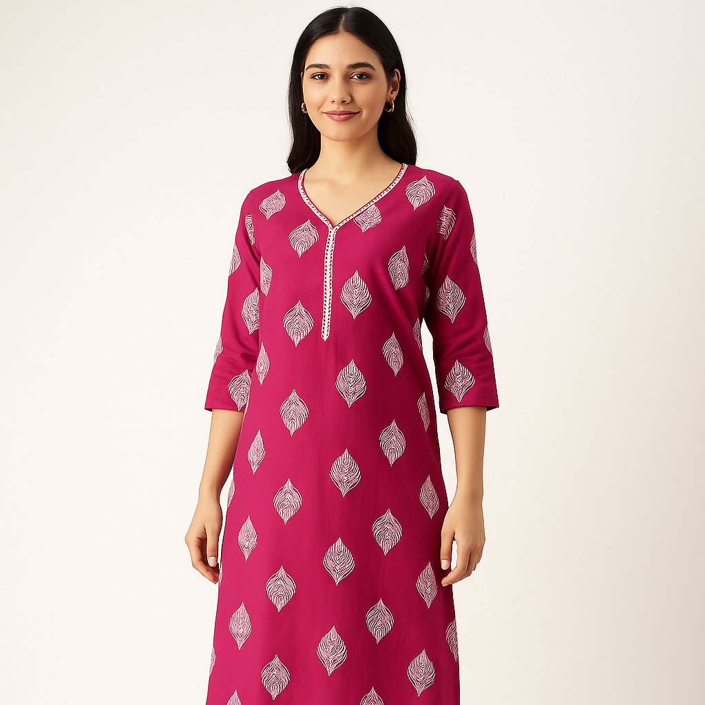 ✨ Pink Printed Long Kurti ✨