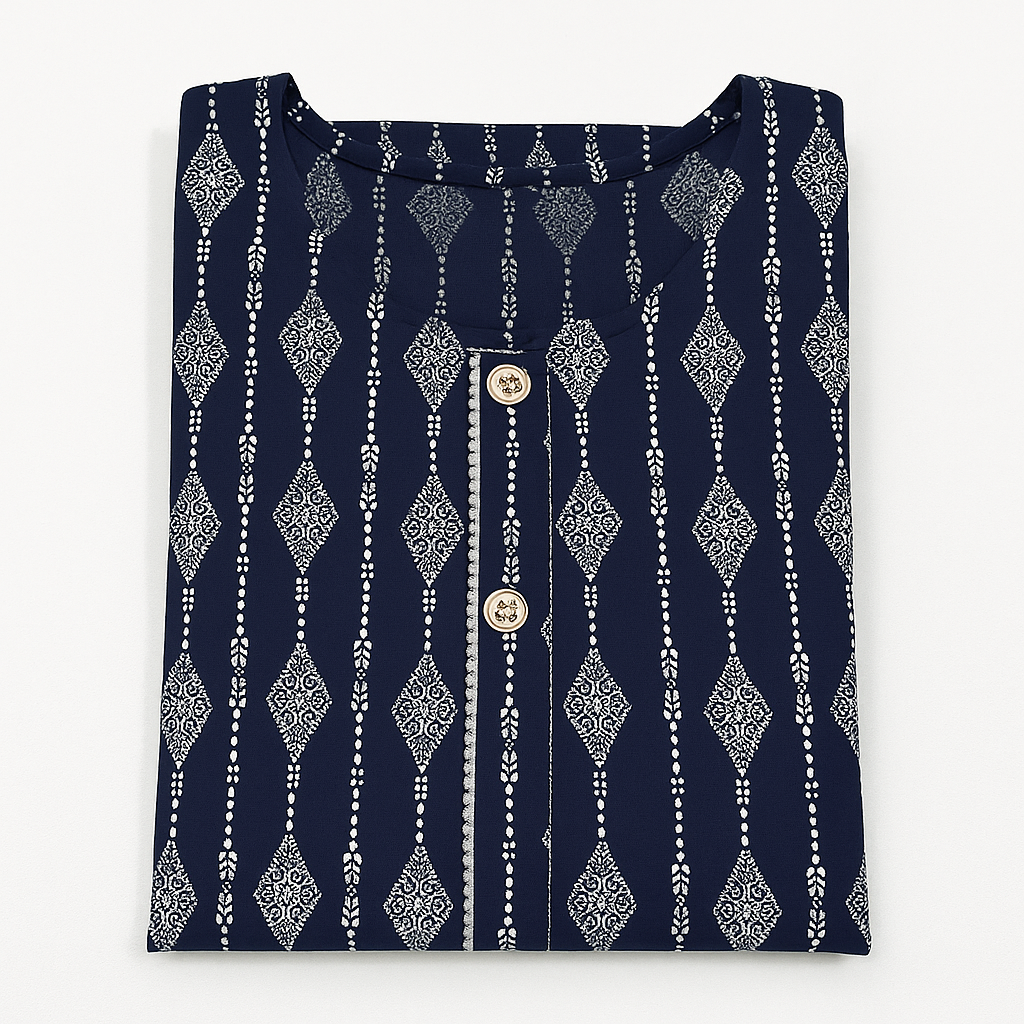 ✨ Navy Blue Printed Kurti ✨