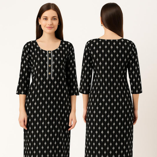 ✨ Black Printed Long Kurti ✨